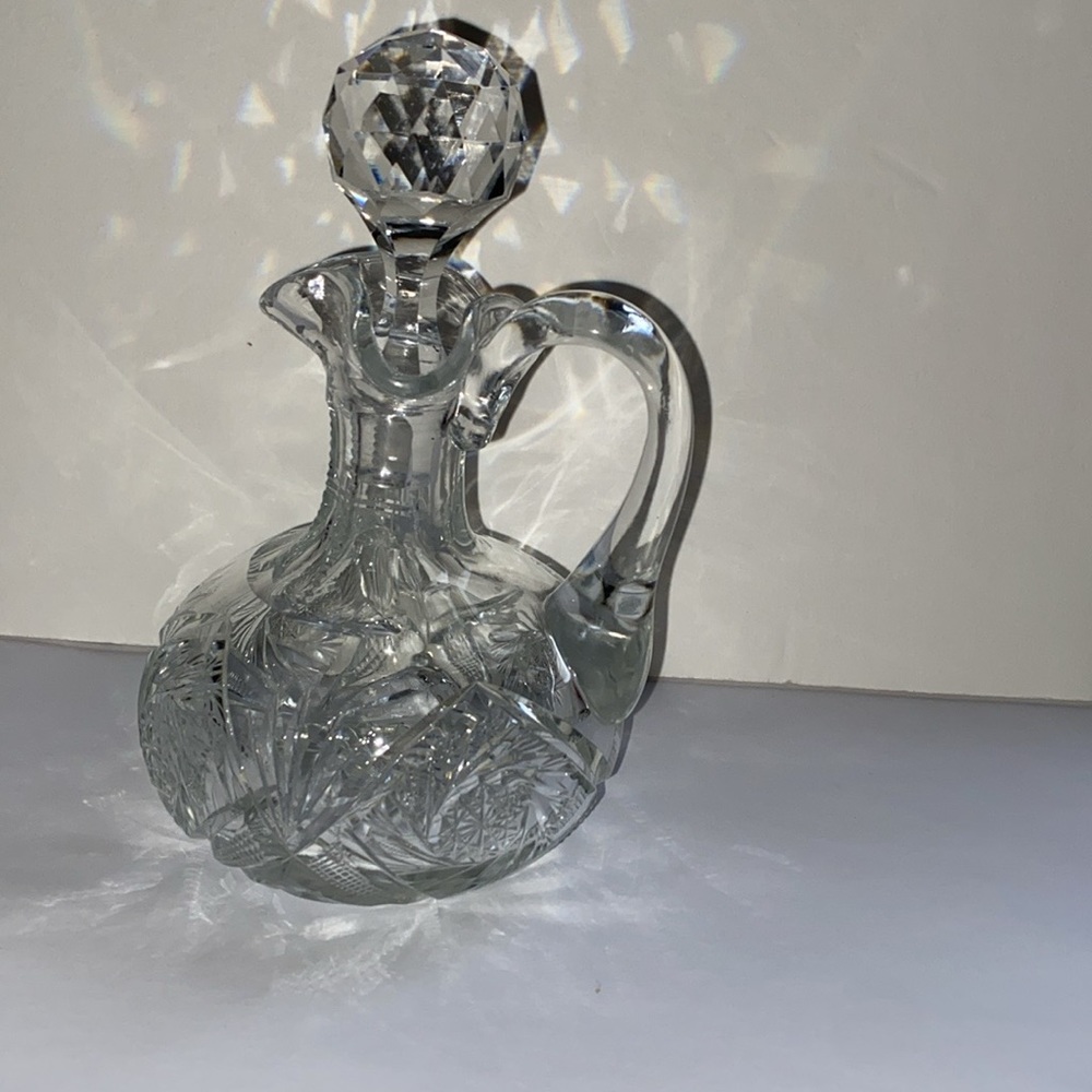 Cut crystal glass cruet. Beautiful.  Mint condition.